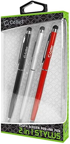 Pro Stylus Pen עבור Onyx Boox Note 2 עם דיו, דיוק גבוה, צורה רגישה במיוחד וקומפקטית למסכי מגע [3 חבילה-שחור-אדום-סילבר]